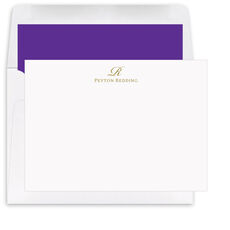 Elegant Script Initial Flat Note Cards - Raised Ink