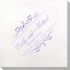 Royal Flourish Framed Names and Text Bamboo Luxe Napkins