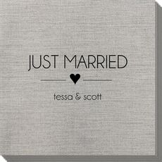 Just Married with Heart Bamboo Luxe Napkins