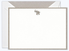 Elephant Bordered Boxed Flat Note Cards - Hand Engraved