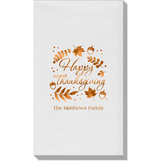 Happy Thanksgiving Autumn Linen Like Guest Towels