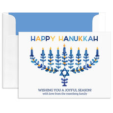 Modern Floral Menorah Hanukkah Cards