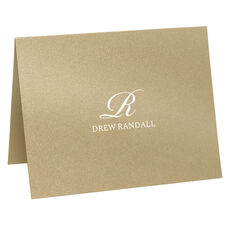 Elegant Script Initial Folded Shimmer Note Cards