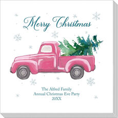 Vintage Red Truck Christmas Tree Napkins