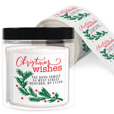 Christmas Wishes Square Address Labels in a Jar