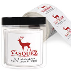 Deer Banner Square Address Labels in a Jar