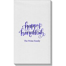 Hand Lettered Happy Hanukkah  Linen Like Guest Towels