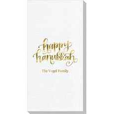 Hand Lettered Happy Hanukkah Luxury Deville Guest Towels