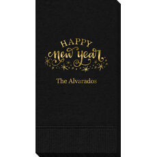 Hand Lettered Sparkle Happy New Year Guest Towels