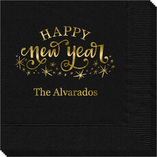Hand Lettered Sparkle Happy New Year Napkins