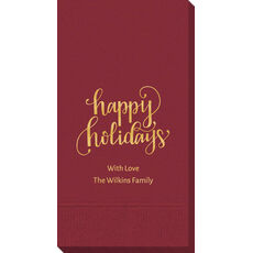 Hand Lettered Happy Holidays Guest Towels