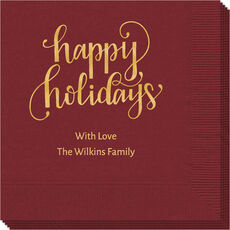 Hand Lettered Happy Holidays Napkins