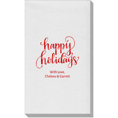 Hand Lettered Happy Holidays Linen Like Guest Towels