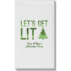 Let's Get Lit Christmas Tree Linen Like Guest Towels