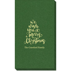 Hand Lettered We Wish You A Merry Christmas Linen Like Guest Towels