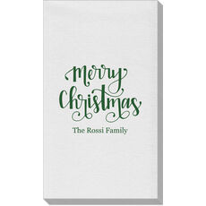 Hand Lettered Merry Christmas Linen Like Guest Towels