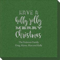 Holly Jolly Christmas Linen Like Napkins