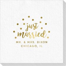 Confetti Dots Just Married Deville Napkins