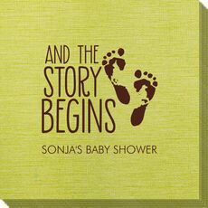And The Story Begins with Baby Feet Bamboo Luxe Napkins