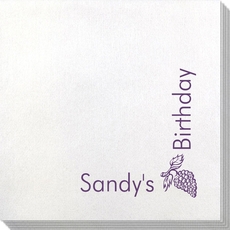 Corner Text with Grapes Bamboo Luxe Napkins