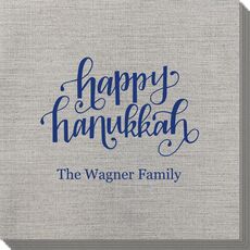 Hand Lettered Happy Hanukkah Bamboo Luxe Napkins