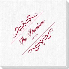 Royal Flourish Framed Names and Text Deville Napkins