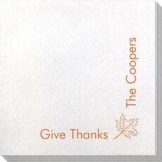 Corner Text with Autumn Leaf Design Bamboo Luxe Napkins