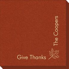 Corner Text with Autumn Leaf Design Linen Like Napkins