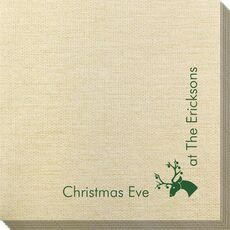 Corner Text with Christmas Reindeer Design Bamboo Luxe Napkins