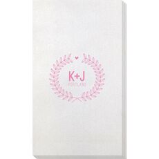 Laurel Wreath with Heart and Initials Bamboo Luxe Guest Towels