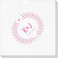 Laurel Wreath with Heart and Initials Deville Napkins