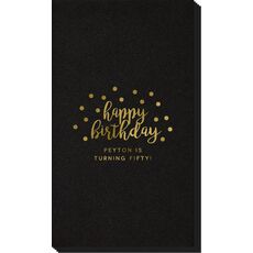Confetti Dots Happy Birthday Linen Like Guest Towels