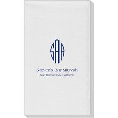 Shaped Oval Monogram with Text Linen Like Guest Towels