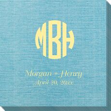 Rounded Monogram with Text Bamboo Luxe Napkins