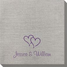 Modern Double Hearts Bamboo Luxe Napkins