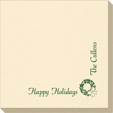 Corner Text with Traditional Wreath Design Linen Like Napkins