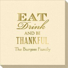Eat Drink Be Thankful Linen Like Napkins