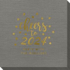 Confetti Dots Cheers to the New Year Bamboo Luxe Napkins