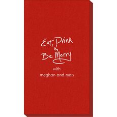 Fun Eat Drink & Be Merry Linen Like Guest Towels
