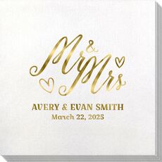 Mr. and Mrs. Hearts Bamboo Luxe Napkins