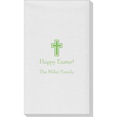 Outlined Cross Linen Like Guest Towels