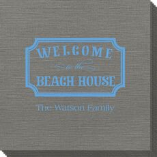 Welcome to the Beach House Sign Bamboo Luxe Napkins