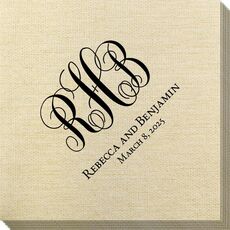 Fancy Script Monogram with Text Bamboo Luxe Napkins