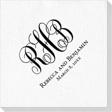 Fancy Script Monogram with Text Deville Napkins