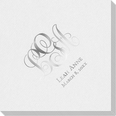 Fancy Script Monogram with Text Linen Like Napkins