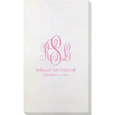 Script Monogram with Small Initials plus Text Bamboo Luxe Guest Towels