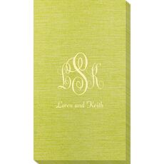 Script Monogram with Small Initials plus Text Bamboo Luxe Guest Towels
