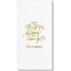 Hand Lettered Merry Christmas and Happy New Year Deville Guest Towels