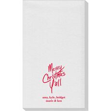 Fun Merry Christmas Y'all Linen Like Guest Towels
