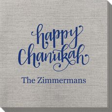 Hand Lettered Happy Chanukah Bamboo Luxe Napkins